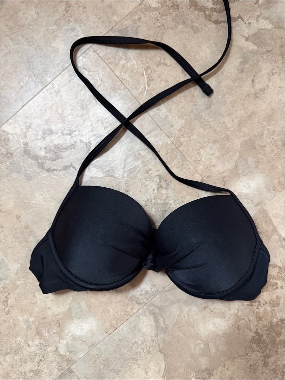 aerie Black Strapless Push-Up Bikini Top Black 34B